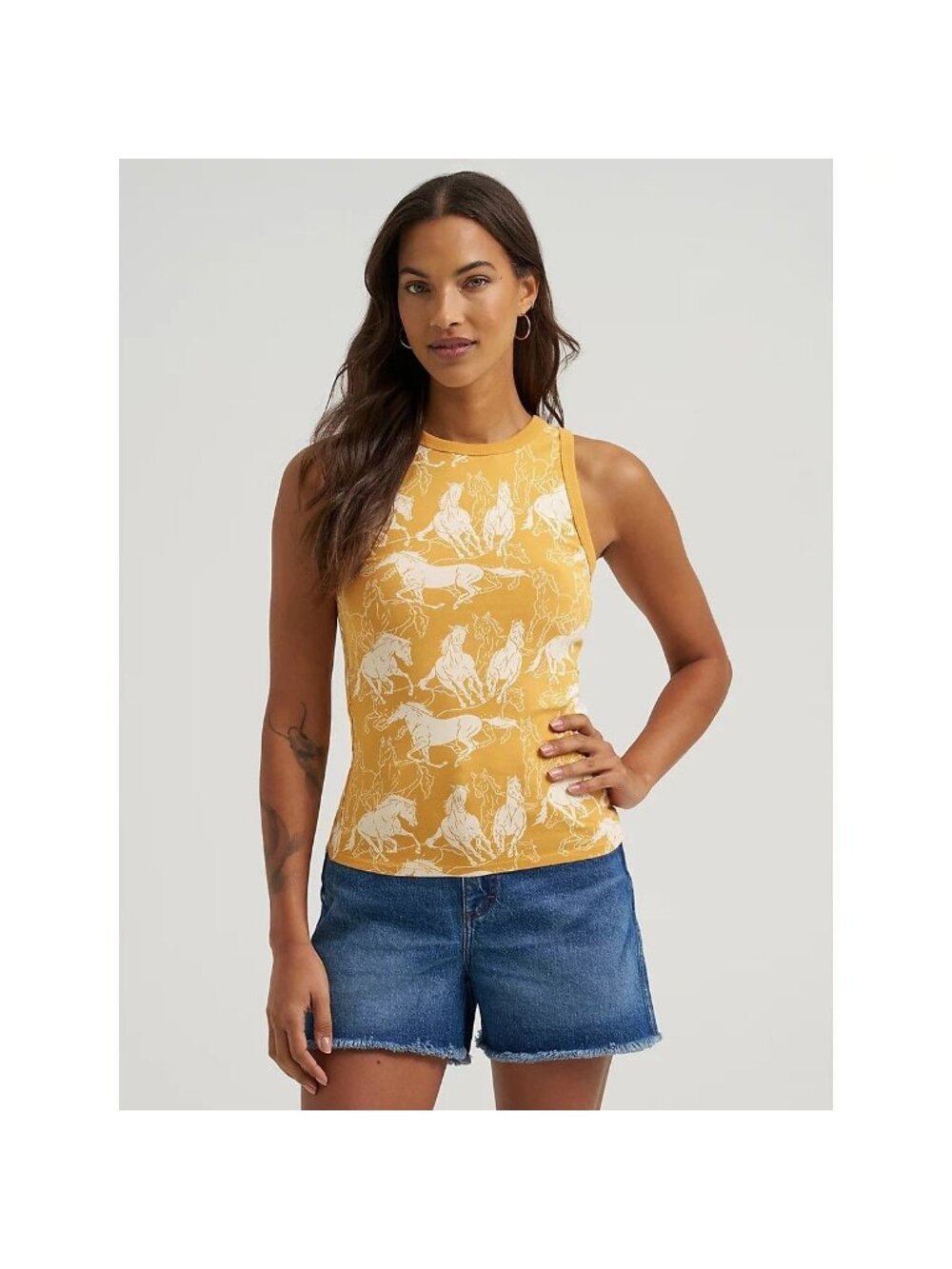 Wrangler Retro Women's Horse Printed Slim Goddess Tank Top Yellow 112375218
